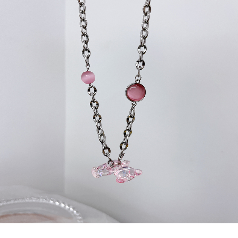 Alice Pink Bear Necklace