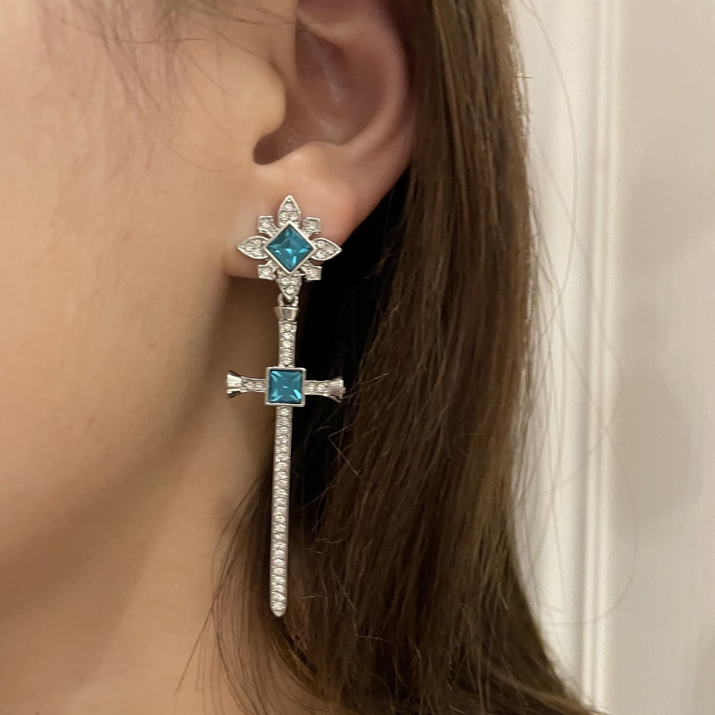 Celeste Blue Cross Earrings