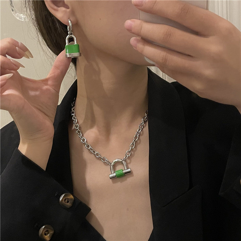 Irene Green Lock Necklace