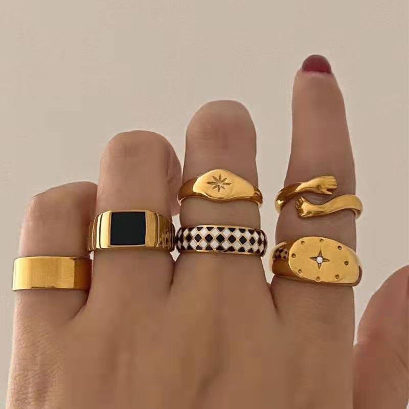 Gold-Plated Metal Ring Set