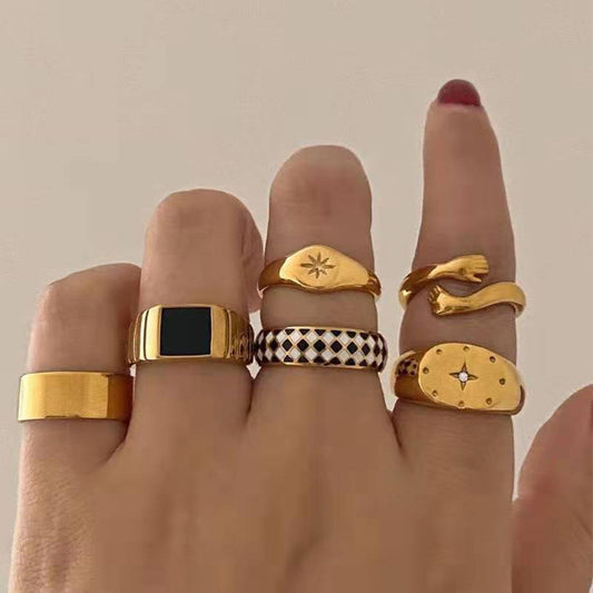 Gold-Plated Metal Ring Set