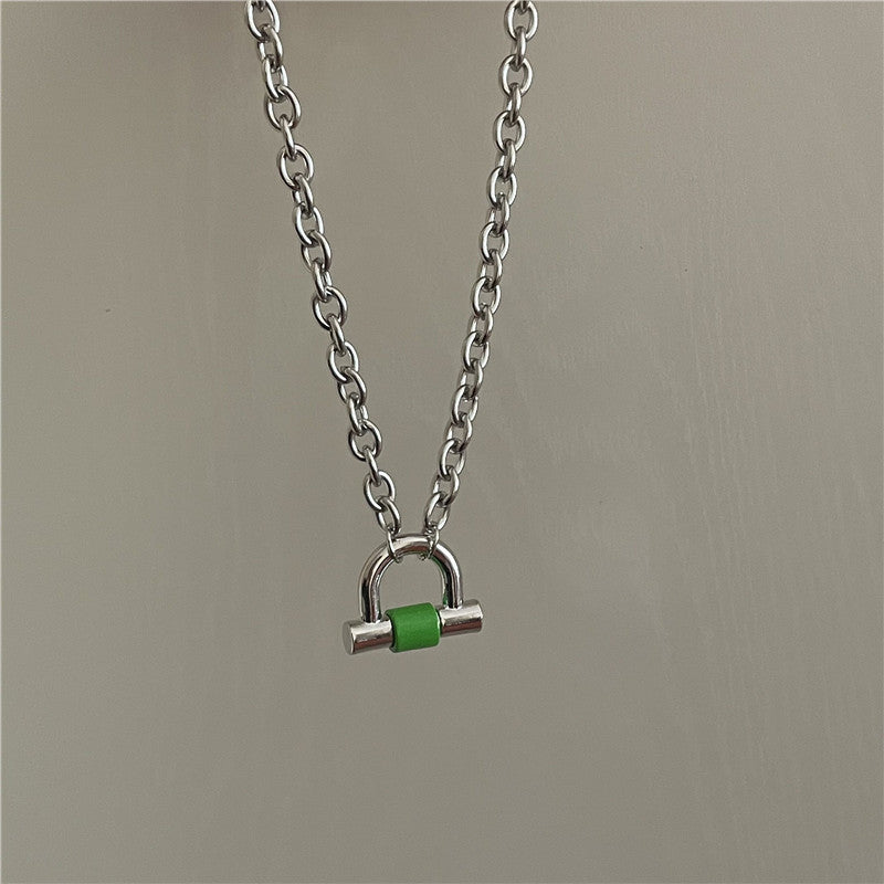 Irene Green Lock Necklace