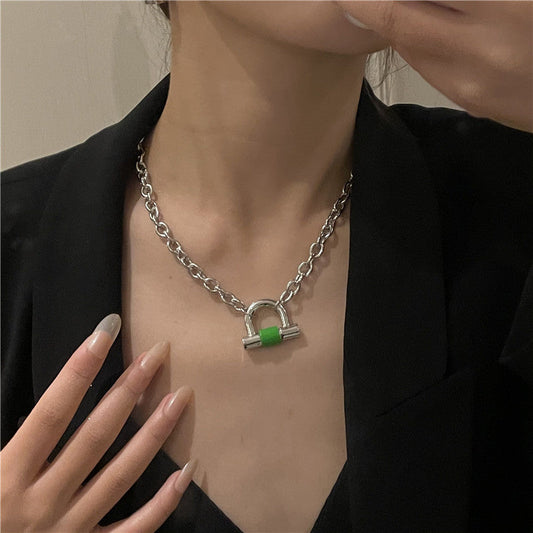 Irene Green Lock Necklace